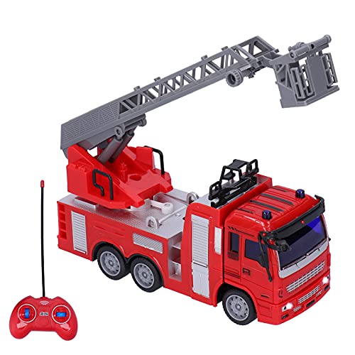 Funkloses Fernbedienungsfahrzeug Feuerwehrauto mit Lichtern und Musik, Fernbedienungsfahrzeug für, ab 6 Jahren, Automodell mit Bildungsleistungen (Fernbedienung Feuerleiter von SUPYINI