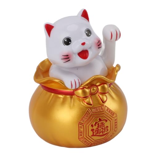 Glückskatze Solarbetrieben, Lichtenergie für Solarerkennung für Glückskatze, Solar Cat Light Energy Sensing for Blessings (Großes Gold für die Augen) von SUPYINI