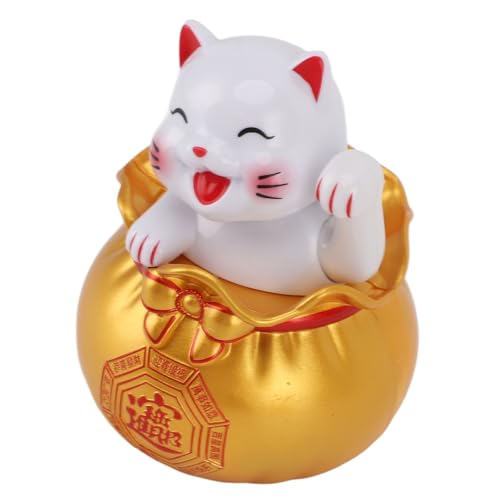 Glückskatze Solarbetrieben, Lichtenergie für Solarerkennung für Glückskatze, Solar Cat Light Energy Sensing for Blessings (kleines goldenes Auge) von SUPYINI
