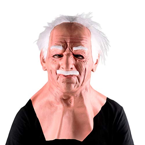 Halloween Old Man Maske, The Ältere Old Man Kopfbedeckung Realistische Silikon Maskerade Vollkopf knifflige Requisiten Halloween Kopfschmuck Real Human Horror Perücke Party Requisiten Kopfbedeckung von SUPYINI