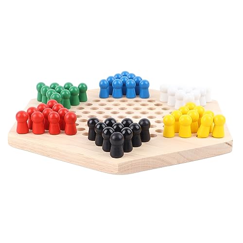 Hölzerne Chinesische Checkers -Spielset, 6 Farbenfrohe Stifte, Bildungsspielzeug, mit Einzigartigem Hexagonalem Design, Chinesischen Checkers -Stiften, für Familienversammlungen von SUPYINI