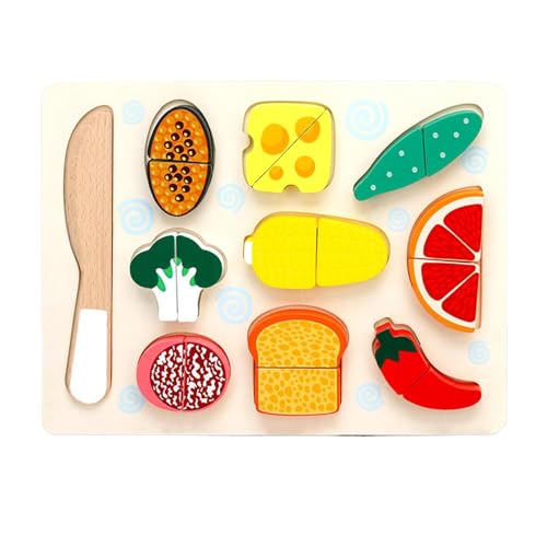 Magnetes Schneiden Lebensmittel Set Holzspiel Food Obst für Frühe Bildung (Frühstück) von SUPYINI