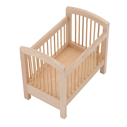 Miniaturbabykippe, Holzmöbel Mini -Puppenbett für Puppenhaus, Geburtstagsurlaub, Mini -Baby -Krippe mit Lebensechter Design von SUPYINI