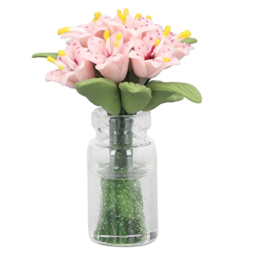 Miniaturpuppenhaus Rosa Künstliche Lilie Blumenmodell Zubehör Kinästhetischer Training mit Tonmaterial, Eisendraht, Glasflasche für Home Ornament Miniaturpuppenhaus Rosa Künstliche Lilie Blumenmodell Zubehör Kinästhetischer Training mit Tonmaterial, Eisendraht, Glasflasche für Home Ornament von SUPYINI