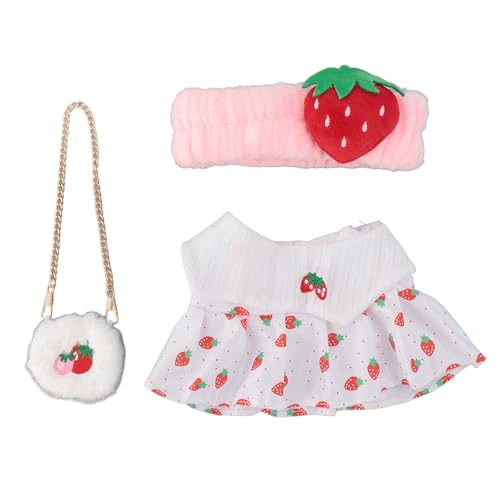 Plüschpuppen-Kleidungsset Zum Selbermachen, Süßes 12-Zoll-Plüschpuppen-Kleidungskleid für Rollenspiele, Vorschulzentren (Erdbeer-Stirnband) von SUPYINI