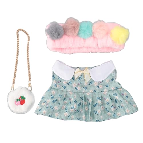 Plüschpuppen-Kleidungsset Zum Selbermachen, Süßes 12-Zoll-Plüschpuppen-Kleidungskleid für Rollenspiele, Vorschulzentren (Pompon-Stirnband) von SUPYINI
