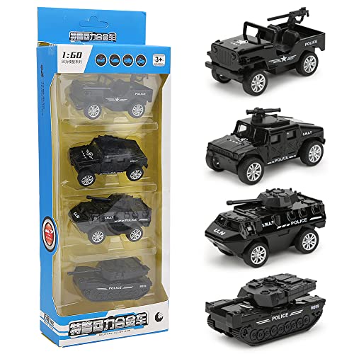 1/60 High Simulation Rückenback -Legierungsauto -Model -Spielzeugkollektion für, Einfach zu Bedienen, mit Glattem Material aus Hochwertigem Material (D Modell Huili Polizeiauto) von SUPYINI
