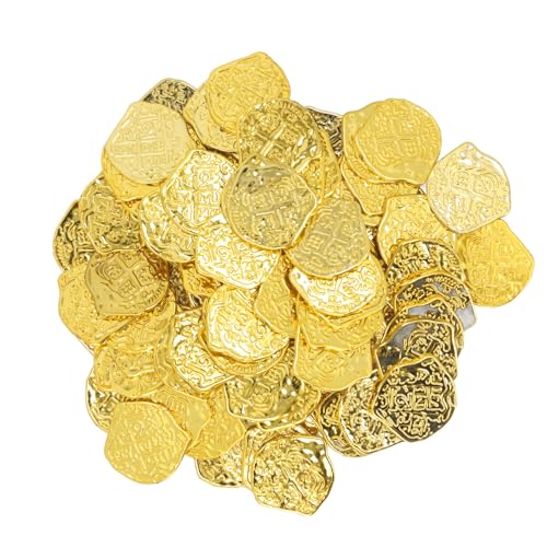SUPYINI 100 Stück Piratenmünzen, hochsimuliert, dekorative Münzen mit speziellen Motiven, ideal für Halloween und Partys (Gold) von SUPYINI