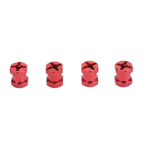 SUPYINI 4 Stück RC-Rad-Sechskant-Abstandshalter, 12 Mm Durchmesser, 15 Mm Länge, Sechskant-Nabenverlängerung mit Metall-Sicherungsmutter und Sicherungsstiften für RC-Autos (Rot) von SUPYINI