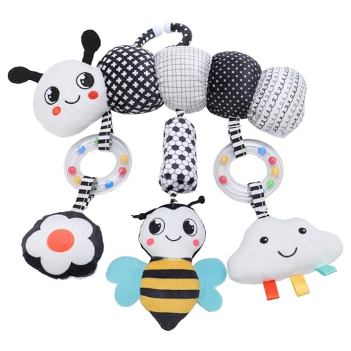 SUPYINI Baby Ausgestopftes Tierhanges Spielzeug, Schwarz -weißes Plüsch -Bettspielzeug mit Windkarten, für Kinderwagen und Kinderwagen von SUPYINI