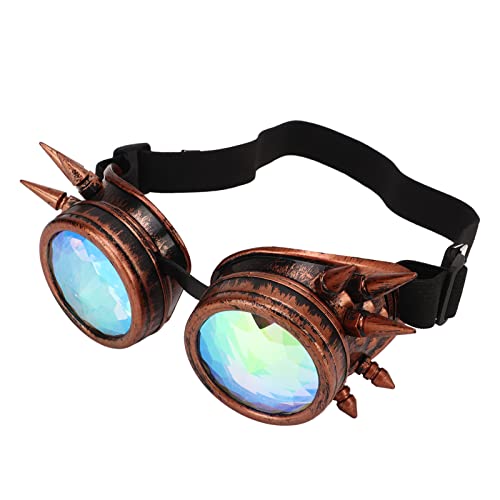 SUPYINI Halloween Kaleidoscope Brillenbrillen Trippy Psychedelische Steampunk -Brillen -Brillenkristalllinsen Verstellbare Noses mit Retro -Design für Vintage Party Halloween Kostüm (Kupferfarbe) von SUPYINI