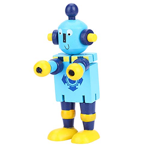 SUPYINI Holz Roboterspielzeug Flexibler Standroboterspielzeug für Mädchen Gehirnentwicklung Lernen & Bildungsholz Roboter (Blau) von SUPYINI