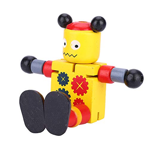 SUPYINI Holz Roboterspielzeug Flexibler Standroboterspielzeug für Mädchen Gehirnentwicklung Lernen & Bildungsholz Roboter (Gelb) von SUPYINI