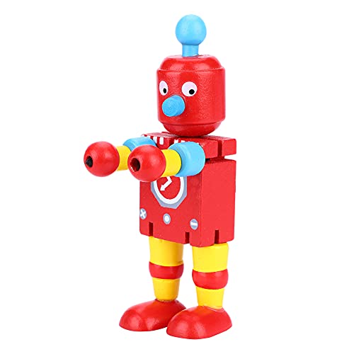 SUPYINI Holz Roboterspielzeug Flexibler Standroboterspielzeug für Mädchen Gehirnentwicklung Lernen & Bildungsholz Roboter (Rot) von SUPYINI