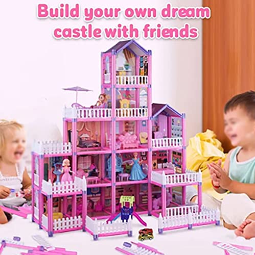 SUPYINI Mädchen DIY Doll House Building Kit für mit 5 Stockwerken, 13 Räumen, Abnehmbare Teile, Farbkognition, Eltern-Kind-Interaktion von SUPYINI