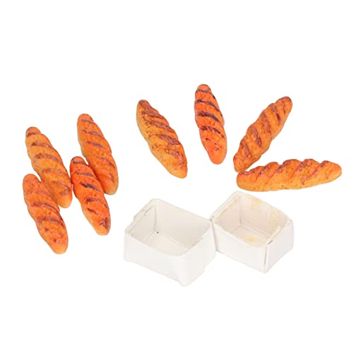SUPYINI Mini Dollhouse Miniatur -Lebensmittelbrot, 40 Prozent Hohe Simulation Sicherer Harzmaterial Puppenhausbrot mit 10 Basen für Kindergeschenke, Kleine Süße Schöne, Umweltfreundliche von SUPYINI