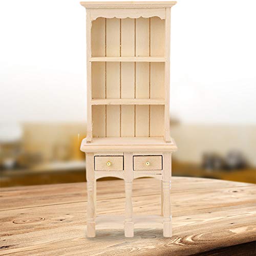 SUPYINI Miniatur-Bücherregal mit 3 Ebenen, mit Schubladen, Möbeldekoration für Puppenhaus, 1:12, ideales Puppenhauszubehör (einfaches Modell) von SUPYINI