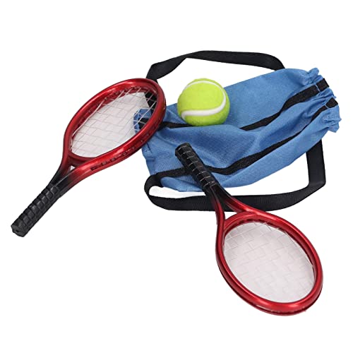 SUPYINI Miniatur-Tennisschläger-Ball-Set, Puppenhaus-Dekorationszubehör mit Aufbewahrungstasche, 4 Stück, 1:12 von SUPYINI