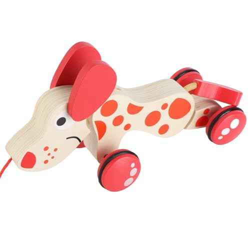 SUPYINI Nachzieh-Laufspielzeug, Nachzieh-Hundehund aus Holz, Harmlos, Hohe Haltbarkeit, Verbessert das Gleichgewicht, Puzzle für Kleinkinder, die Spazieren Gehen (Typ 1) von SUPYINI