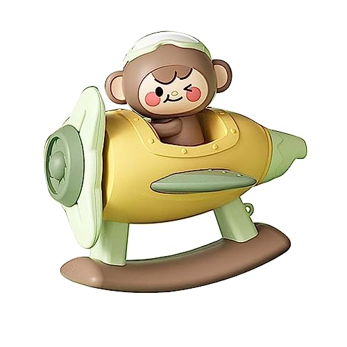 SUPYINI Pfeifflugzeug, Musikalisches Süßes Cartoon-Affenflugzeug für Babys mit Soundeffekten, Umhängeband, Leicht, Tragbar, Plastikspielzeug für Babys über 4 Monate, Geeignet für zu (Grün) von SUPYINI