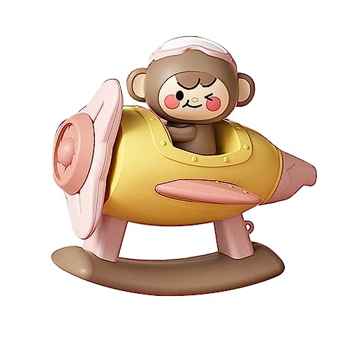 SUPYINI Pfeifflugzeug, Musikalisches Süßes Cartoon-Affenflugzeug für Babys mit Soundeffekten, Umhängeband, Leicht, Tragbar, Plastikspielzeug für Babys über 4 Monate, Geeignet für zu (Rosa) von SUPYINI