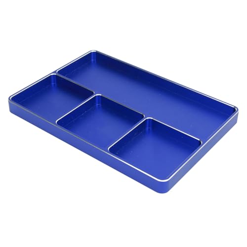 SUPYINI RC Reparatur-Schraube aus Aluminiumlegierung mit 4 Gittern mit Magnetpad für Autos und Flugzeuge RC 1/10 1/8, Reparaturwerkzeug, Plattenpalette für RC-Modelle (blau) von SUPYINI
