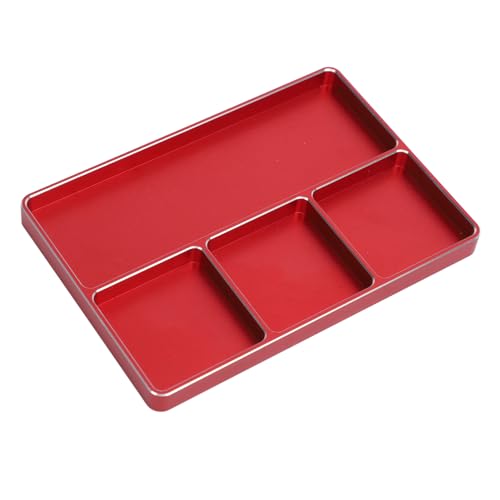 SUPYINI RC Reparatur-Schraube aus Aluminiumlegierung mit 4 Gittern mit Magnetpad für Autos und Flugzeuge RC 1/10 1/8, Reparaturwerkzeug, Plattenpalette für RC-Modelle (rot) von SUPYINI