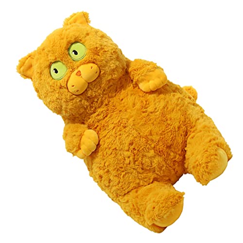 SUPYINI Weiches Katzenplüschspielzeug Süßes Starren Design Flauschiger Gefüllter Tierpuppe mit Kurzem Plüschmaterial für Home -Bett -Sofa (Braun) von SUPYINI