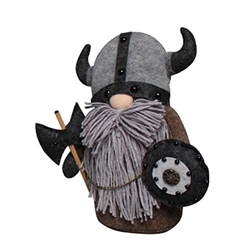 SUPYINI Wikinger-Gladiator-Zwerg-Plüschpuppe, Gesichtsloser Zwerg-Plüschpuppe, Ritter, Zwerg, Wikinger-Gladiator-Figur, Tischdekoration (Grau) von SUPYINI