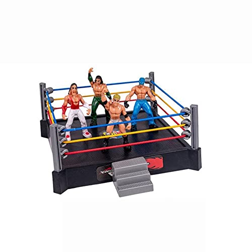 SUPYINI Wrestling -Ring -Set, Wrestling -Spielzeug, Wrestler -Spielset mit 4 Super Wrestlern, Wrestling Ring, Kinderspielzeug (Grau) von SUPYINI