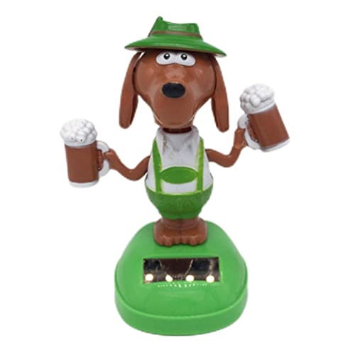 Solarbetriebene Tanzspielzeuge,Solar Wackelfigur Hund Tanzspielzeug,Cartoon Hundefigur mit Bier, Solar Schaukelspielzeug,Heim Auto Ornament Dekoration Kinderspielzeug Geschenke 13 * 7 * 6 von SUPYINI