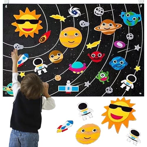 SUQ Filz Story Board Set, Activity Board Für Kinder Filz, Lernspielzeug Kinderspielzeug, Storytelling Set Wiederverwendbares, Hängendes Lernspielzeug, Früherziehung Spielset (der Weltraum) von SUQ