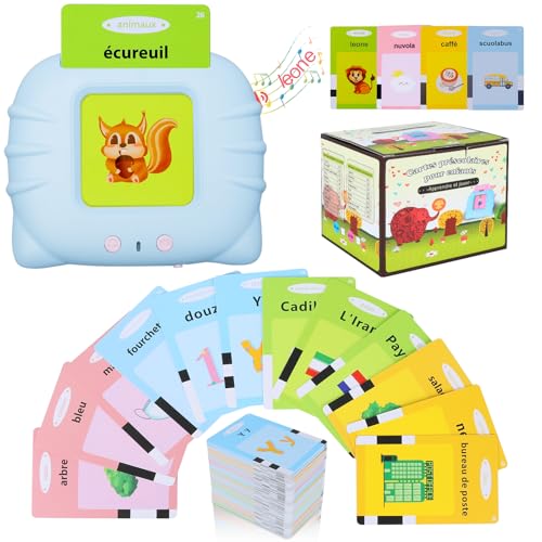 Standard-Französisch, sprechende Lernkarten, Lernspielzeug für Kinder im Alter von 1–6 Jahren, 200 Blatt 400 Wörter, akustisches Lernspielzeug, interaktives Spielzeug für Jungen und Mädchen – Blau Standard-Französisch, sprechende Lernkarten, Lernspielzeug für Kinder im Alter von 1–6 Jahren, 200 Blatt 400 Wörter, akustisches Lernspielzeug, interaktives Spielzeug für Jungen und Mädchen – Blau von SURPN