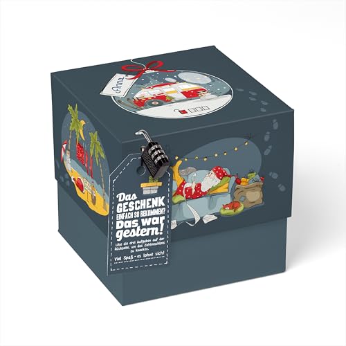 SURPRISA Geschenkbox für Weihnachten, Rätselbox Geldgeschenke Verpackung für Gutscheine, Weihnachtsrätsel, Größe L (20cm) von SURPRISA