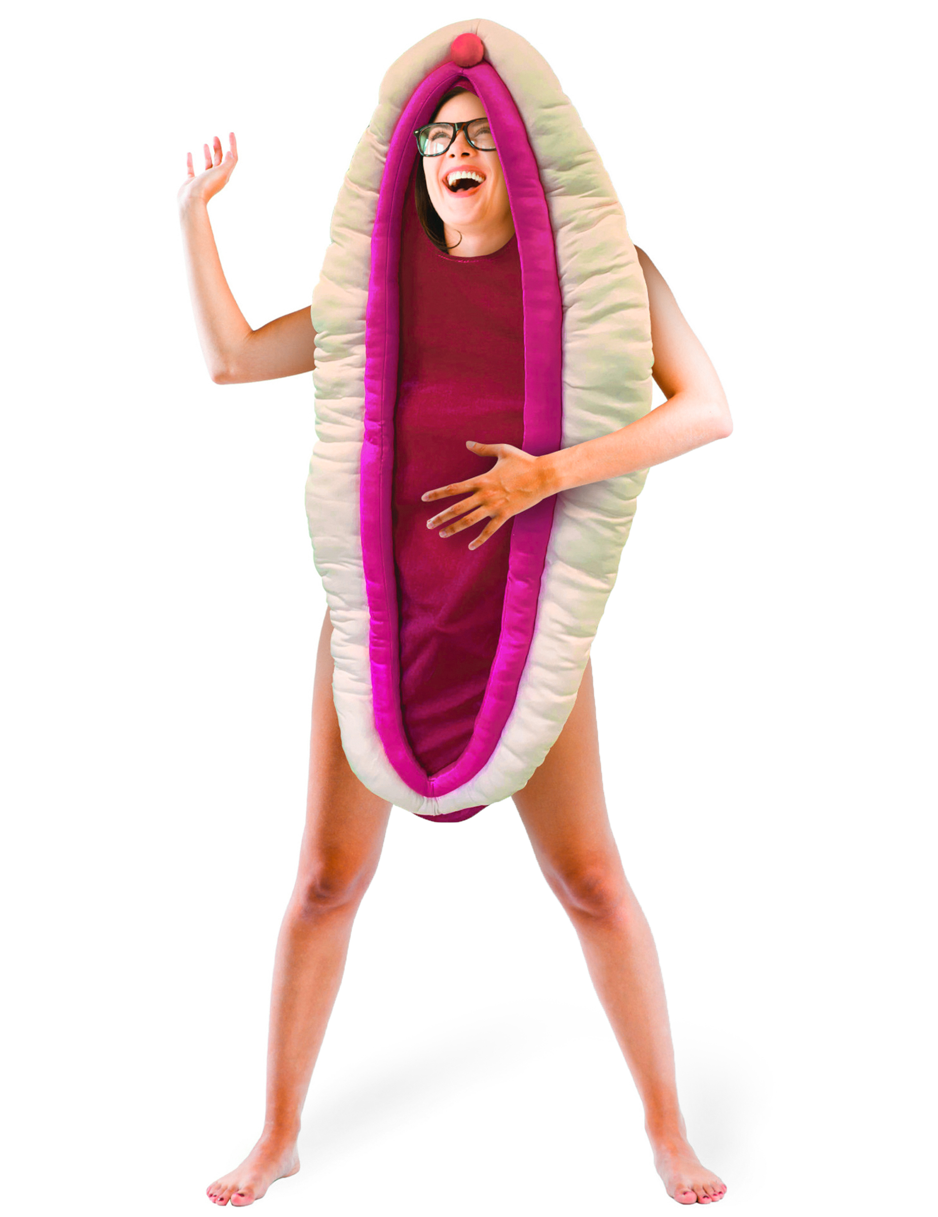 Lustiges Vagina-Kostüm für Erwachsene pinkfarben-beige Lustiges Vagina-Kostüm für Erwachsene pinkfarben-beige von SURPRISEZ VOUS