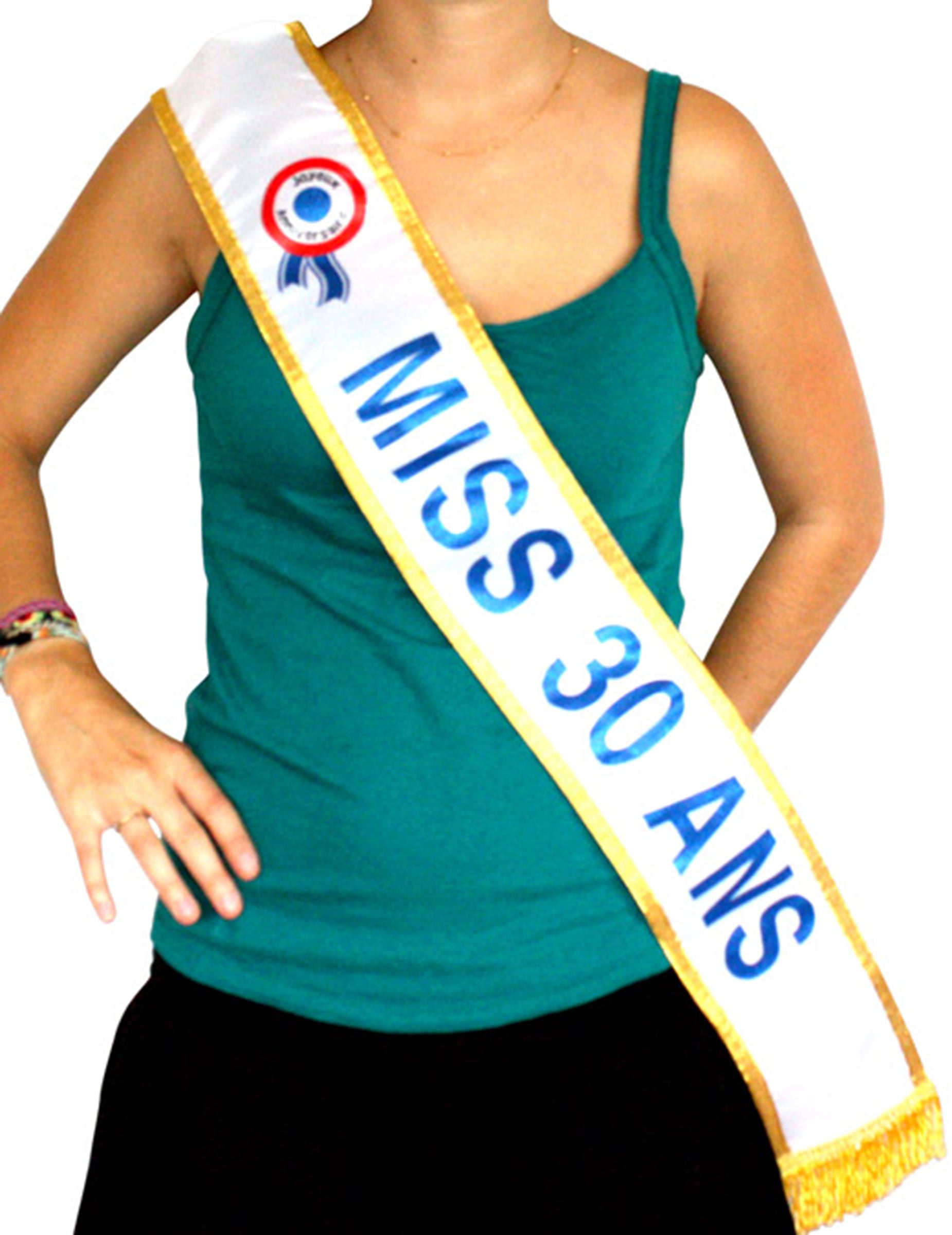 Schärpe Miss 30. Geburtstag für Erwachsene Weiß-Gold Schärpe Miss 30. Geburtstag für Erwachsene Weiß-Gold von SURPRISEZ VOUS