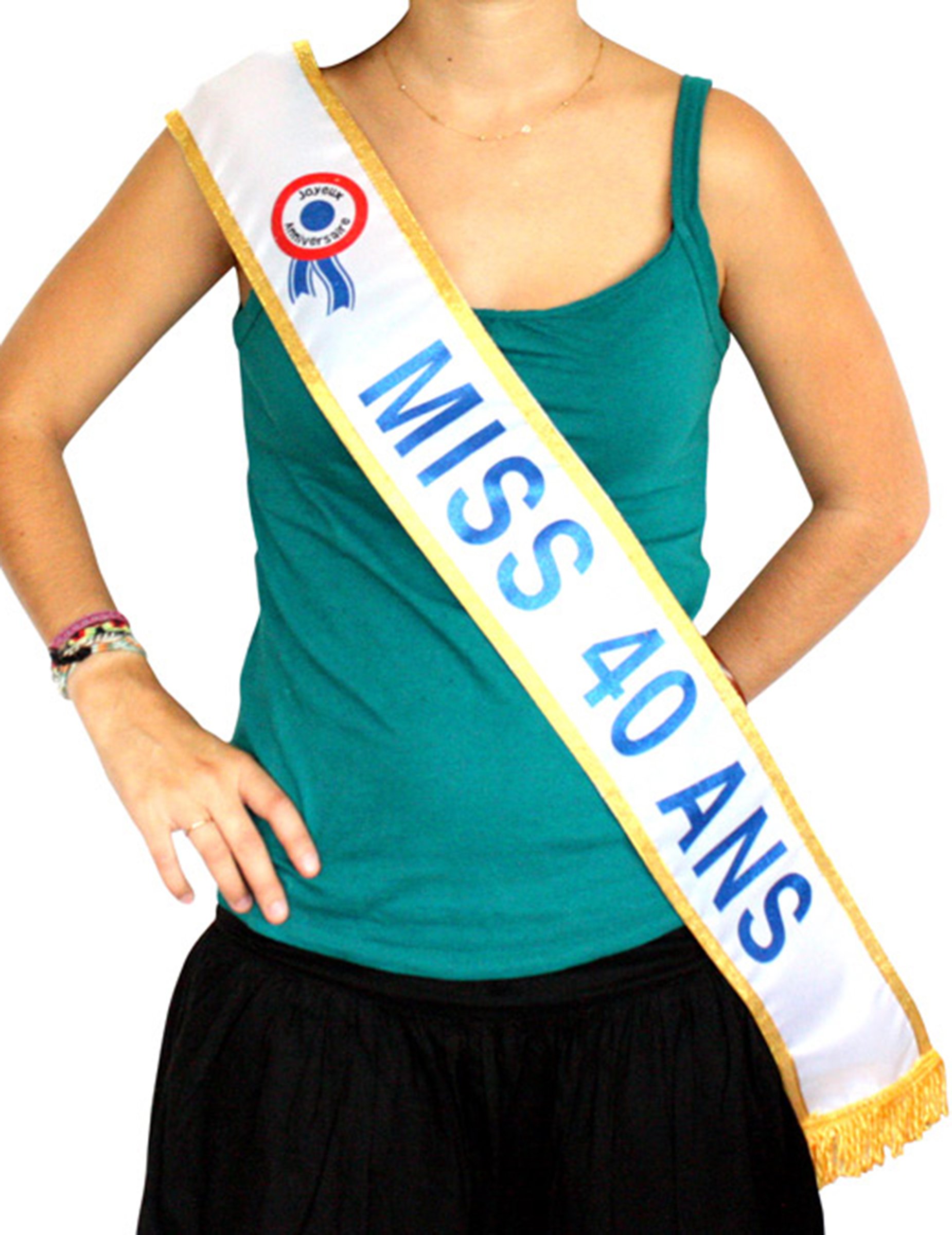 Schärpe Miss 40. Geburtstag für Erwachsene weiß-gold Schärpe Miss 40. Geburtstag für Erwachsene weiß-gold von SURPRISEZ VOUS