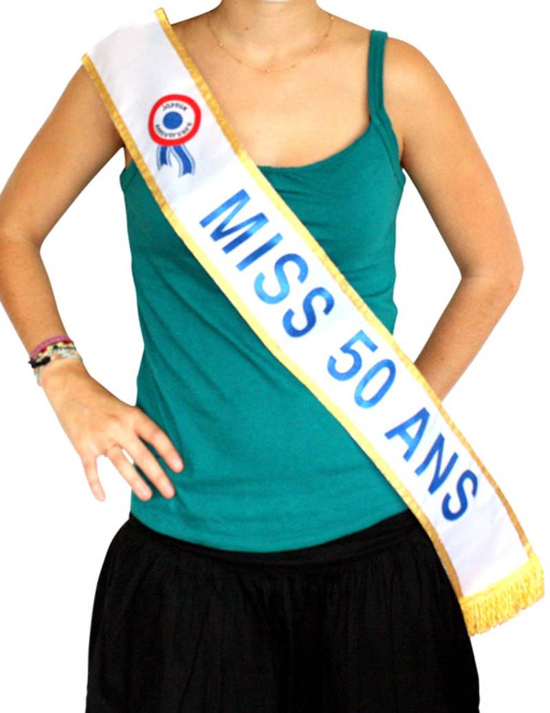 Schärpe Miss 50. Geburtstag für Erwachsene weiß-gold Schärpe Miss 50. Geburtstag für Erwachsene weiß-gold von SURPRISEZ VOUS