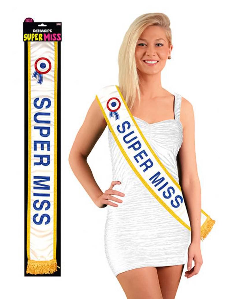 Schärpe Super Miss Schönheitswettbewerb weiss-gold-blau Schärpe Super Miss Schönheitswettbewerb weiss-gold-blau von SURPRISEZ VOUS