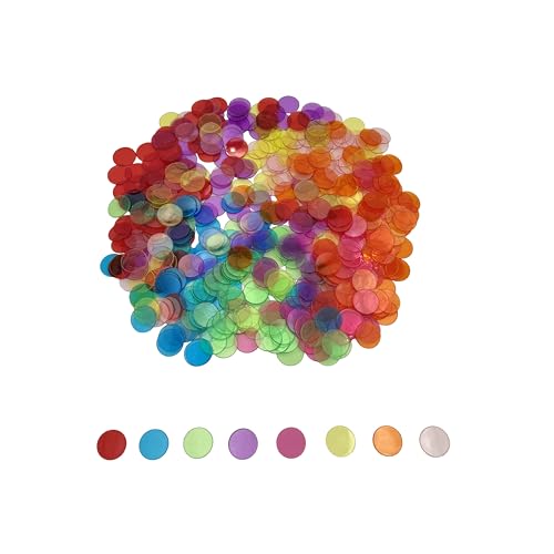 SUTIMSHE 500 Stück transparente Bingo-Zählchips, Kunststoff-Marker für Bingo-Spiele, Mathematikzähler, Klassenzimmer, lustiger Familienspielabend, große Gruppenspiele, 1,9 cm von SUTIMSHE