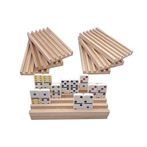 SUTIMSHE Set mit 8 mexikanischen Zug-Domino-Tabletts, Naturholz, Domino-Fliesenhalter, Hühnerfuß und andere Dominospiele, Dominosteine nicht im Lieferumfang enthalten von SUTIMSHE