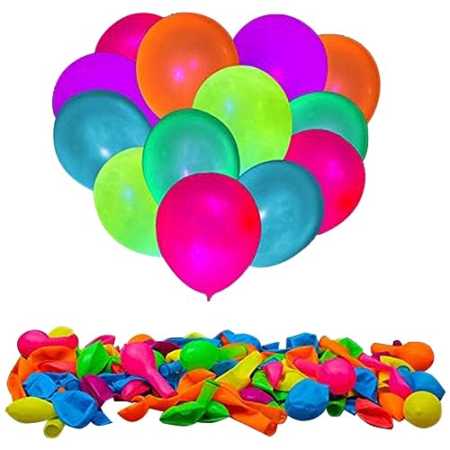 SUVIA 200 Neonleuchtende Partyballons, FluoreSGierende Ballons, die im Dunkeln Leuchten, für Geburtstagsdekoration, Hochzeit, Leuchtende Partyzubehör von SUVIA