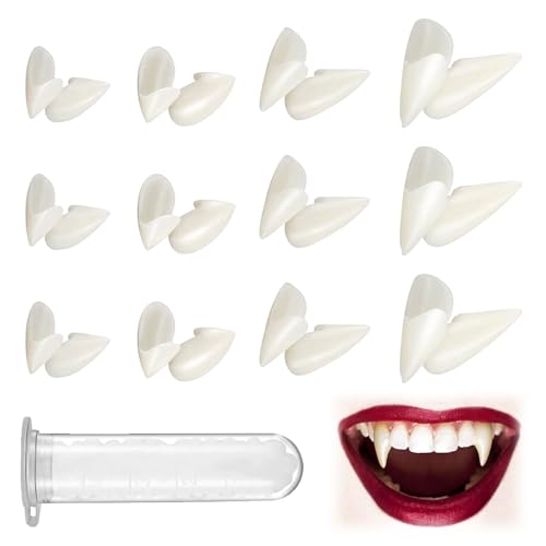 Vampire Zähne Gefälschte Zahnersatz 12 Paar Vampir Fangs Falsche Zähne mit 1 Rohr Zähne Pellets Klebstoff Vampir Fangs Gefälschte für Halloween Party Cosplay Requisiten Zähne Vampire Zähne Gefälschte Zahnersatz 12 Paar Vampir Fangs Falsche Zähne mit 1 Rohr Zähne Pellets Klebstoff Vampir Fangs Gefälschte für Halloween Party Cosplay Requisiten Zähne von SUWYNJ