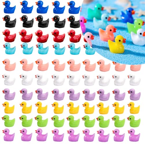 10 Farben Mini Enten Kleine Enten Mini Enten Figuren Mini Harz Enten Miniaturenten für Aquarium DIY Potting Micro Landschaft Dekoratione Gärten, Miniatur Landschafts, Kinderpartys,Studentenpreise von SUYIPCUS