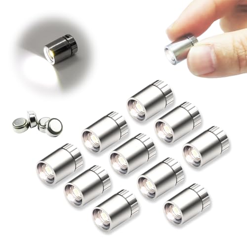 SUZEYAR 10 Stück Miniatur-LED-Lichter, winzige Lichter für Handarbeit/Heimwerker, batteriebetrieben, Puppenhaus-Licht, Miniatur-Lichter für Spielzeugziegel, Bausteine, 10 Stück (Kaltweiß) von SUZEYAR