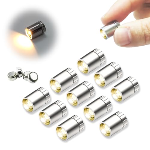 SUZEYAR 10 Stück Miniatur-LED-Lichter, winzige Lichter für Handarbeit/Heimwerker, batteriebetrieben, Puppenhaus-Licht, Miniatur-Lichter für Spielzeugziegel, Bausteine, 10 Stück (Warmweiß) von SUZEYAR