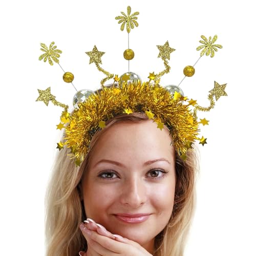 SVCEQZE Haarreif "Happy New Year", silberfarbener goldener Stern, Feuerwerk, Kopfbedeckung, funkelnder Buchstaben-Kopfschmuck, Festival-Foto-Requisiten für Feiertage, Geburtstag SVCEQZE Haarreif "Happy New Year", silberfarbener goldener Stern, Feuerwerk, Kopfbedeckung, funkelnder Buchstaben-Kopfschmuck, Festival-Foto-Requisiten für Feiertage, Geburtstag von SVCEQZE