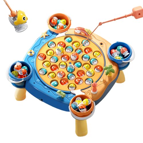 SVCEQZE Kinder Angelspiel, Magnetic Fish Game | Rotierende Fischbrett im Vorschule,Pädagogische Magnetfischereispielspielzeug mit Musikspielzeug für 3-5 Jahre alte Kinder von SVCEQZE