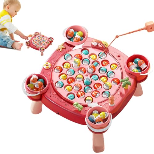 SVCEQZE Magnetisches Fischspiel, Magnetic Fishing Game - Rotierende Fischbrett im Vorschule | Pädagogische Magnetfischereispielspielzeug mit Musikspielzeug für 3-5 Jahre alte Kinder von SVCEQZE