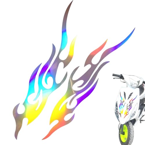 SVCEQZE Motorrad Aufkleber,Flammen Design - 2er-Set wasserdichte Embleme Für Gepäck Briefkasten Koffer Werkzeugkasten Golfwagen Boot von SVCEQZE
